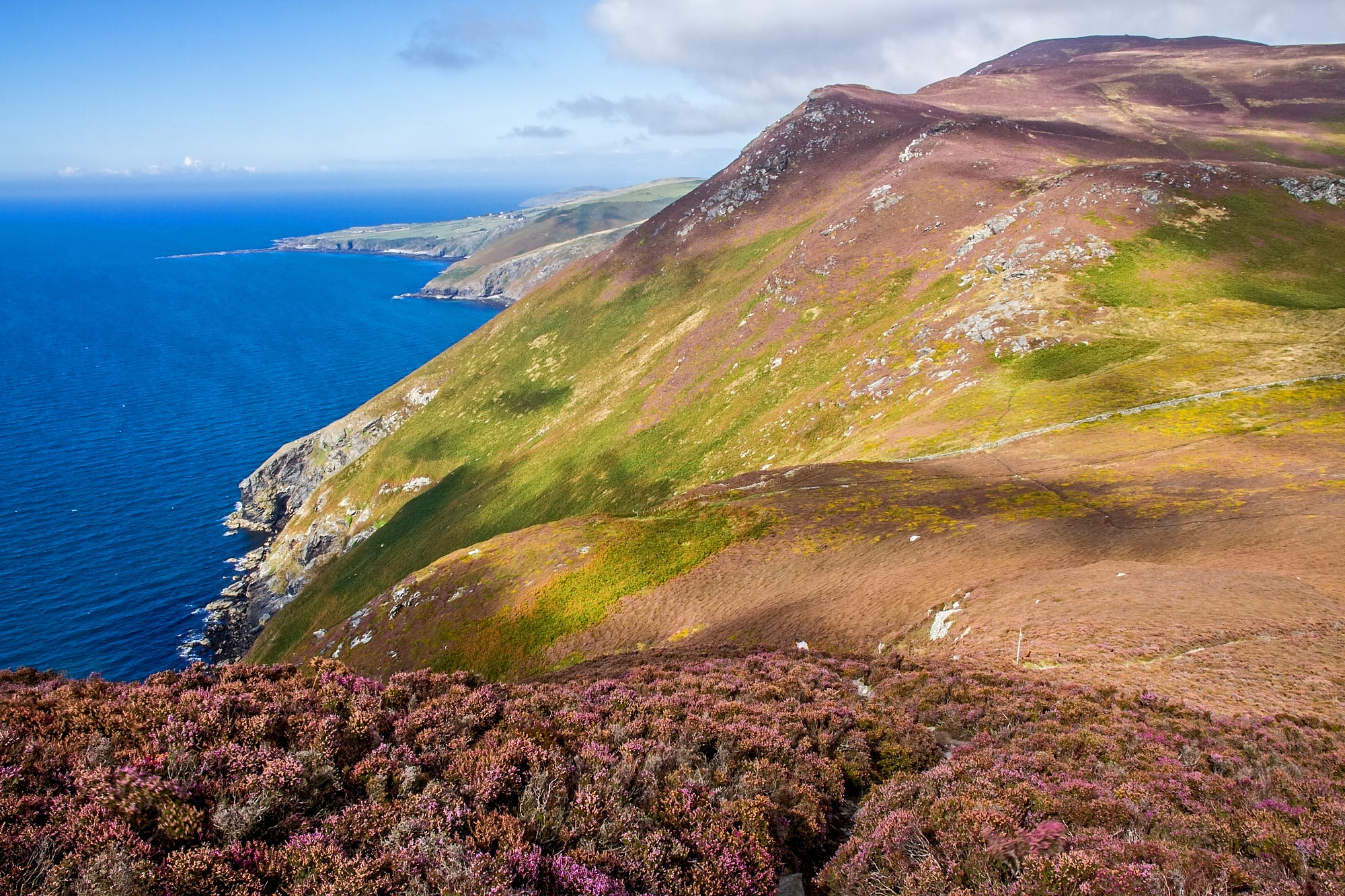 Towards Niarbyl from Bradda Hill. Isle of Man, July 2021 © Neil G. Morris.